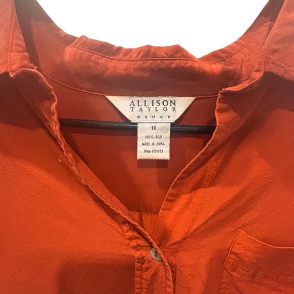 Allison Taylor Woman 100% silk button-up top
burnt orange rust 1X Boho Classic - Picture 3 of 6